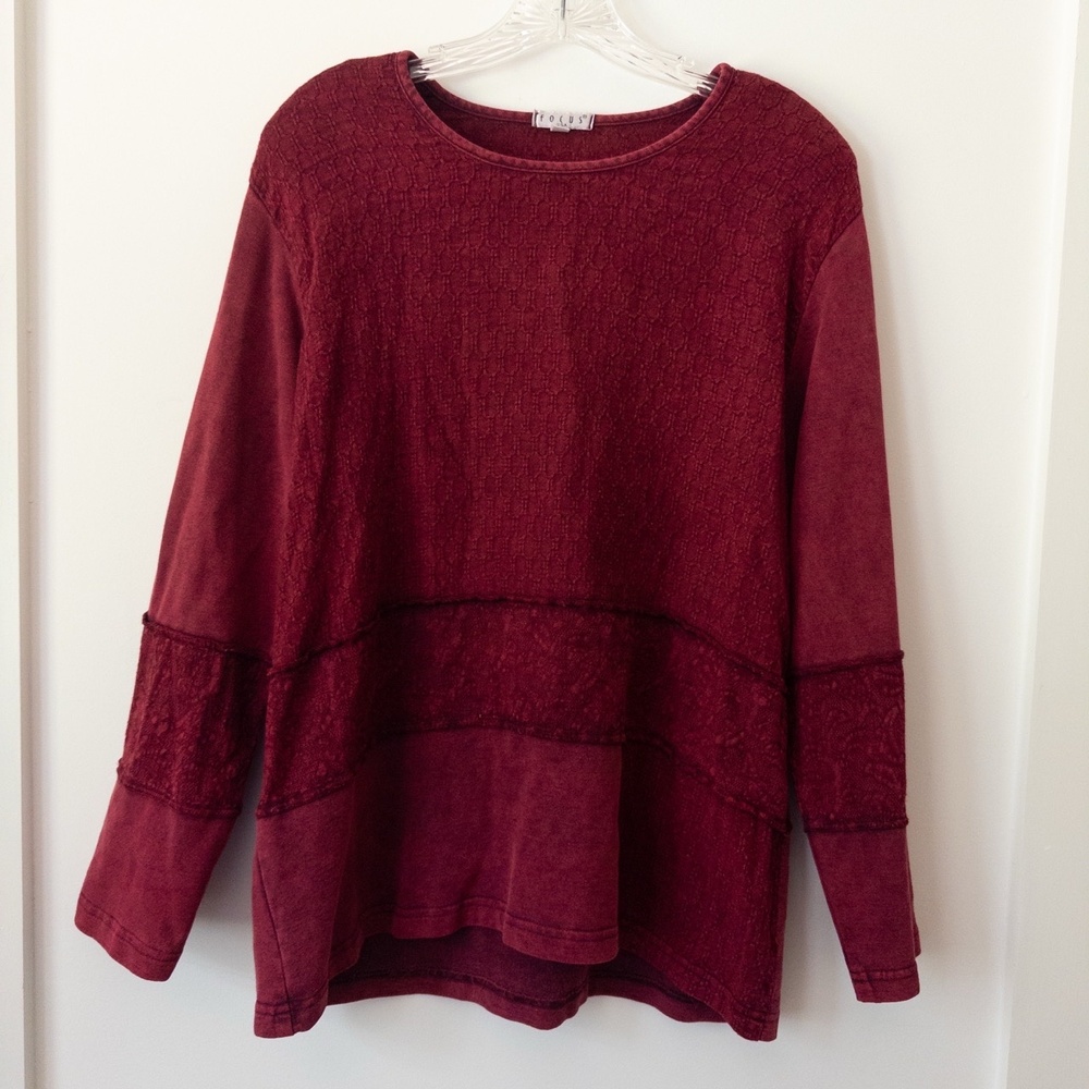 VTG Y2K Dark Romantic Top Womens S Patchwork Burgundy Goth Boho Moody Whimsigoth